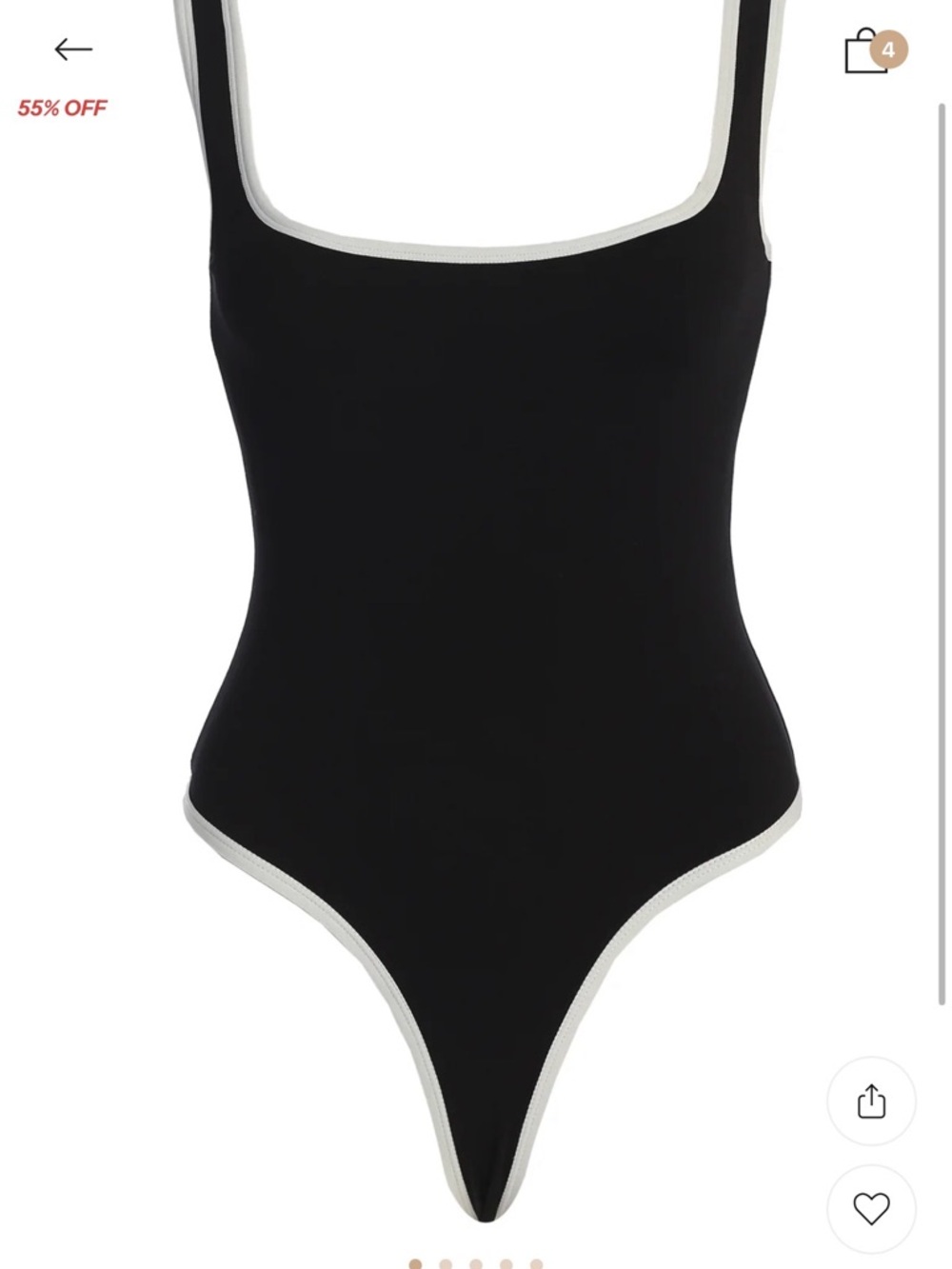 JLUXLABEL Black Bodysuit with White Trim